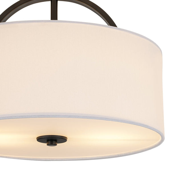 Nordic Minimalist 2-Light Round Drum White Fabric Ceiling Lamp - Yiilighting