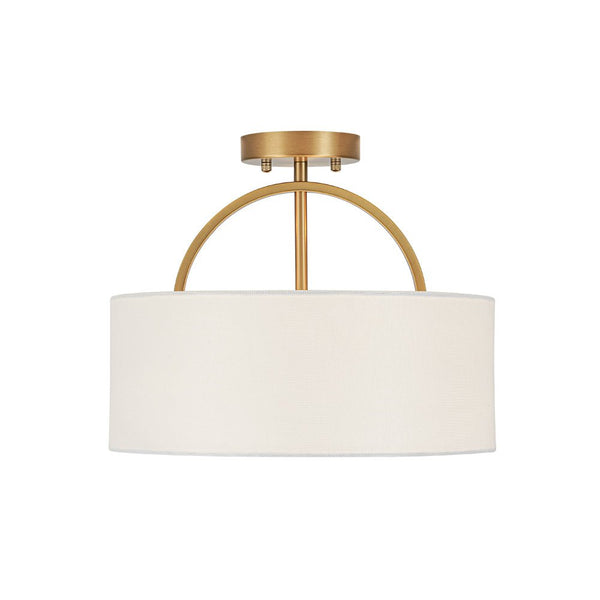 Nordic Minimalist 2-Light Round Drum White Fabric Ceiling Lamp - Yiilighting