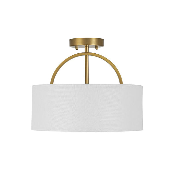 Nordic Minimalist 2-Light Round Drum White Fabric Ceiling Lamp - Yiilighting