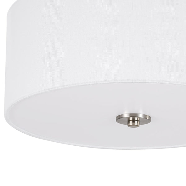 Nordic Minimalist 2-Light Round Drum White Fabric Ceiling Lamp - Yiilighting