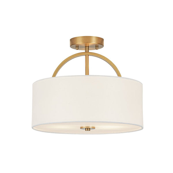 Nordic Minimalist 2-Light Round Drum White Fabric Ceiling Lamp - Yiilighting
