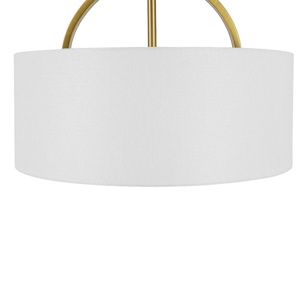 Nordic Minimalist 2-Light Round Drum White Fabric Ceiling Lamp - Yiilighting