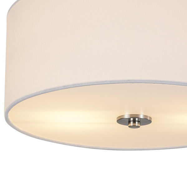 Nordic Minimalist 2-Light Round Drum White Fabric Ceiling Lamp - Yiilighting