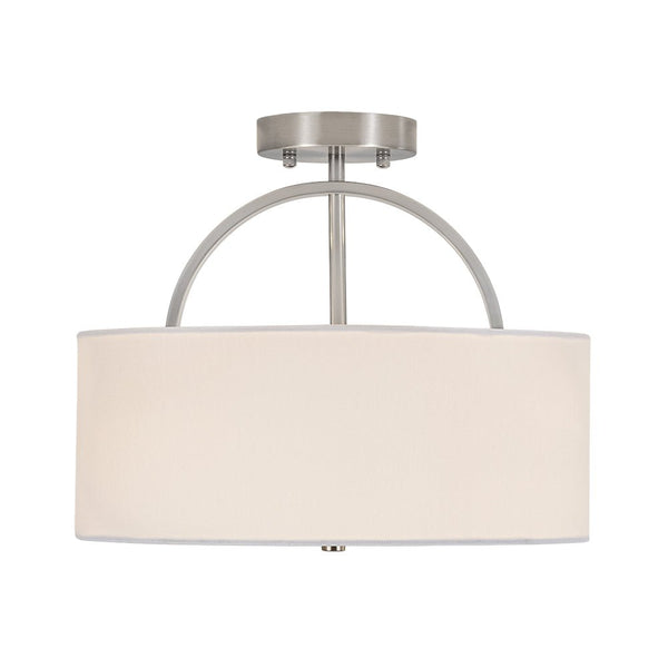 Nordic Minimalist 2-Light Round Drum White Fabric Ceiling Lamp - Yiilighting