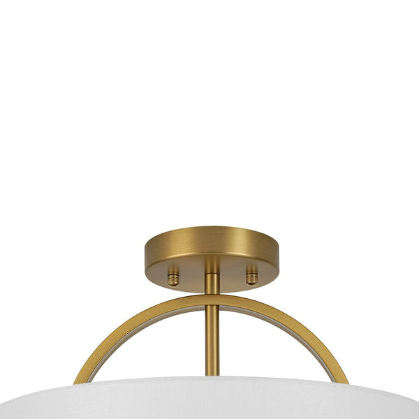 Nordic Minimalist 2-Light Round Drum White Fabric Ceiling Lamp - Yiilighting