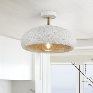 Nordic Stone Style Speckled Semi Flush Mount Ceiling Light - Yiilighting