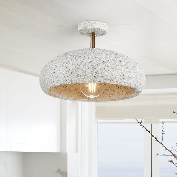 Nordic Stone Style Speckled Semi Flush Mount Ceiling Light - Yiilighting