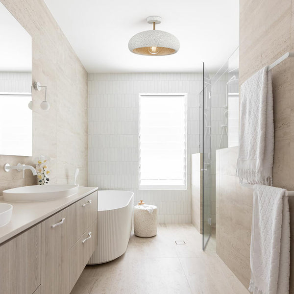 Nordic Stone Style Speckled Semi Flush Mount Ceiling Light - Yiilighting