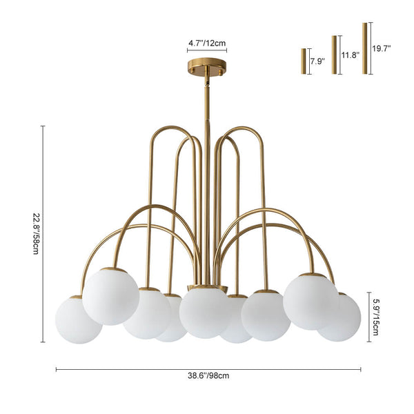 Open Box: 10 - Light Modern Sputnik Sphere Milky Glass Chandelier - Yiilighting