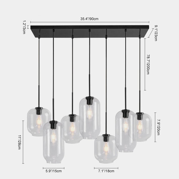 Open Box: Glam 7 - Light Linear Cylinder Globes Chandelier - Yiilighting