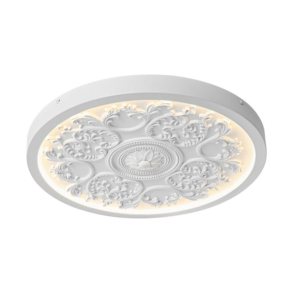 Ornate Nordic LED White Embossed Round Flush Mount Ceiling Light - Yiilighting