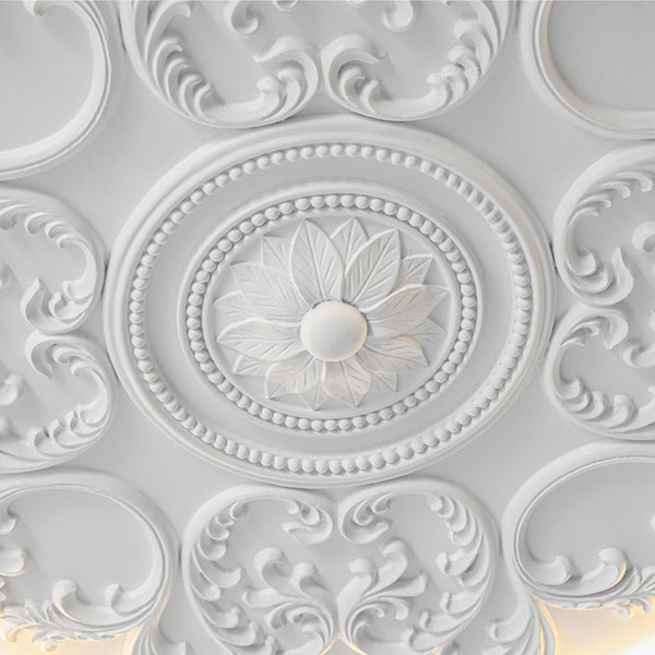 Ornate Nordic LED White Embossed Round Flush Mount Ceiling Light - Yiilighting