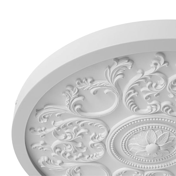 Ornate Nordic LED White Embossed Round Flush Mount Ceiling Light - Yiilighting
