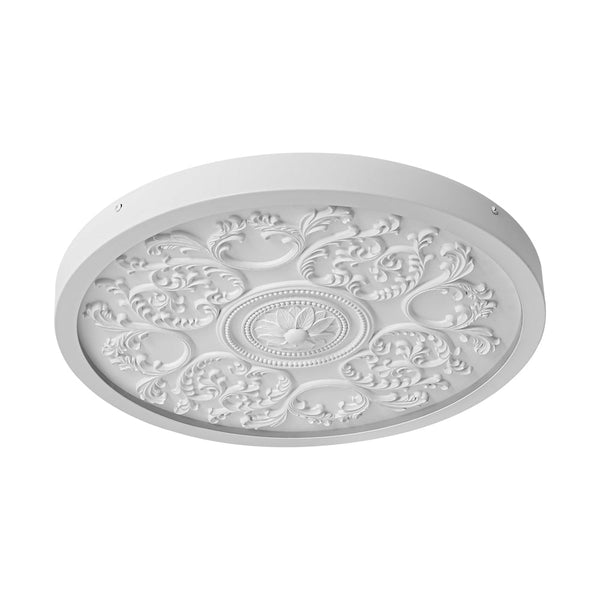 Ornate Nordic LED White Embossed Round Flush Mount Ceiling Light - Yiilighting