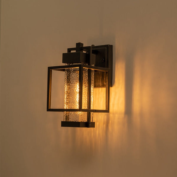 Outdoor Hammer Cage Glass Wall Sconce - Yiilighting