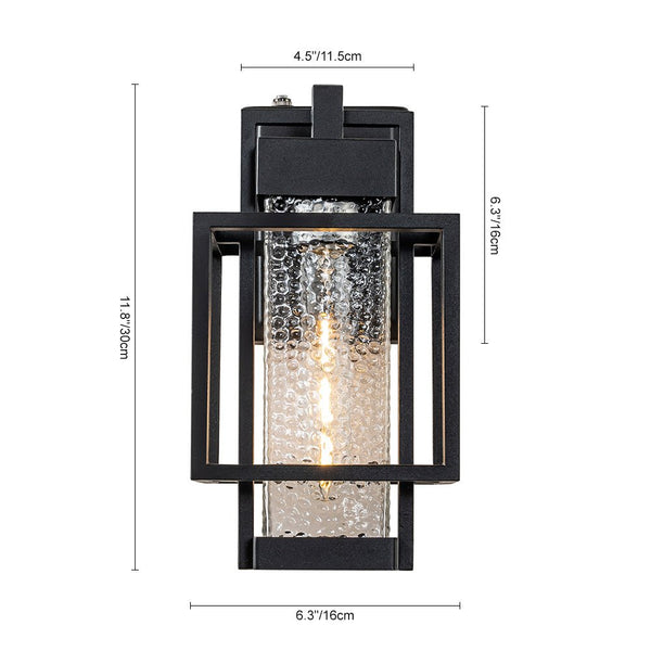 Outdoor Hammer Cage Glass Wall Sconce - Yiilighting