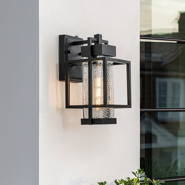 Outdoor Hammer Cage Glass Wall Sconce - Yiilighting