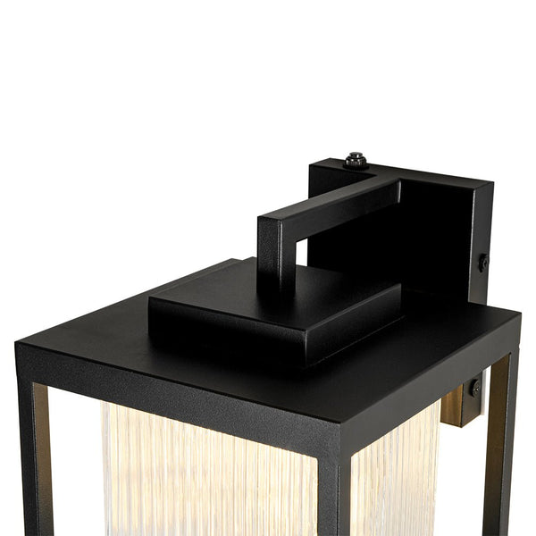 Outdoor IP23 Square Lantern Ribbed Clear Glass Wall Sconce with Auto Light Sensor - Yiilighting