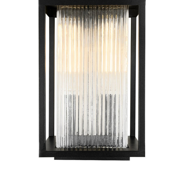 Outdoor IP23 Square Lantern Ribbed Clear Glass Wall Sconce with Auto Light Sensor - Yiilighting