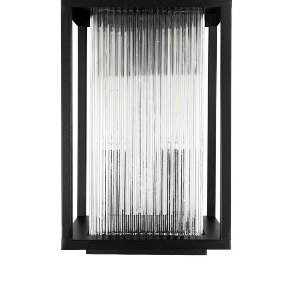 Outdoor IP23 Square Lantern Ribbed Clear Glass Wall Sconce with Auto Light Sensor - Yiilighting