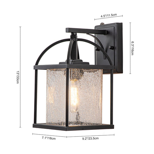 Outdoor Lantern Crackle Glass Shade Wall Sconce - Yiilighting