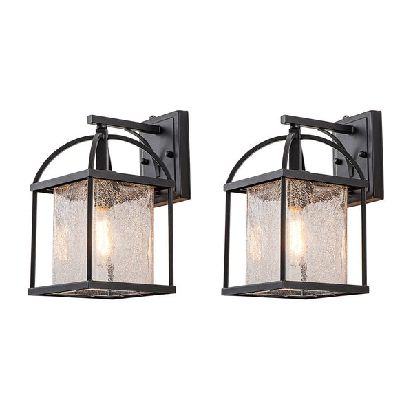 Outdoor Lantern Crackle Glass Shade Wall Sconce - Yiilighting