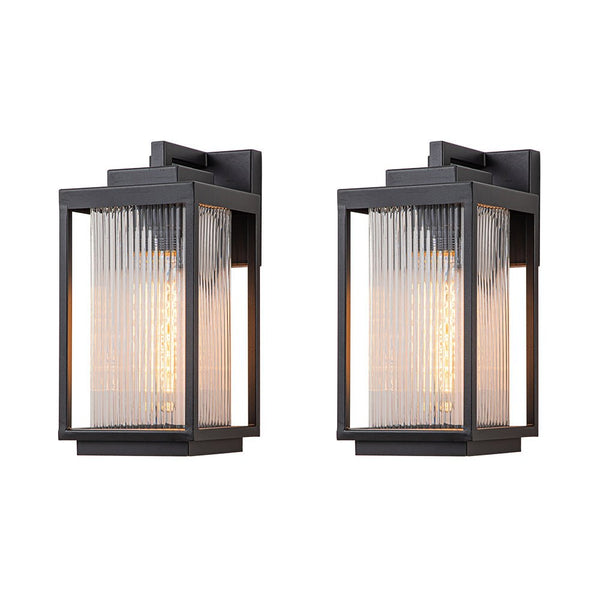 Outdoor Lantern Striped Glass Wall Sconce - Yiilighting