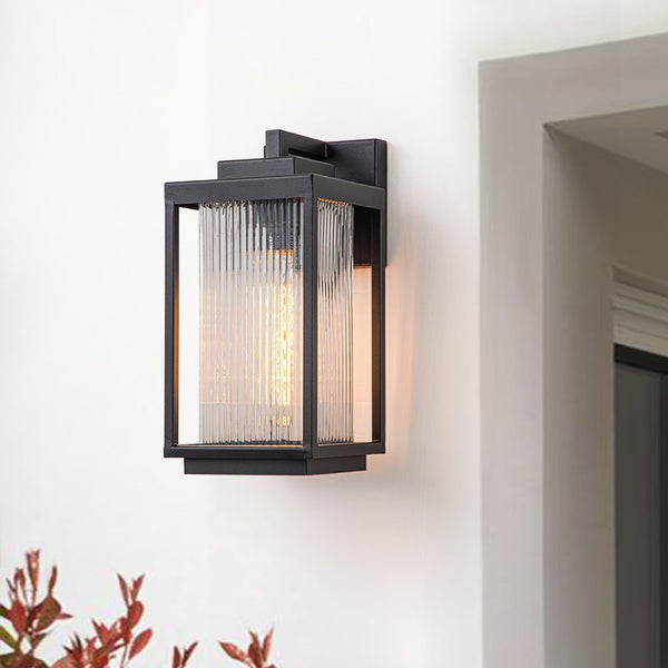 Outdoor Lantern Striped Glass Wall Sconce - Yiilighting