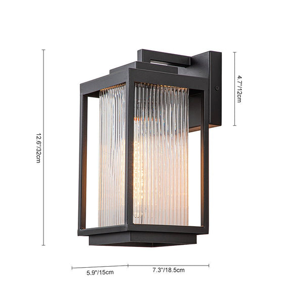 Outdoor Lantern Striped Glass Wall Sconce - Yiilighting