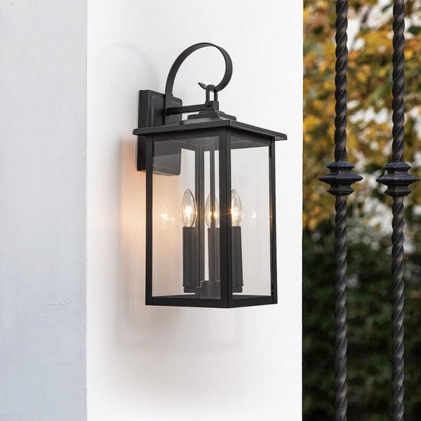 Outdoor Modern Lantern Clear Glass Wall Sconce - Yiilighting