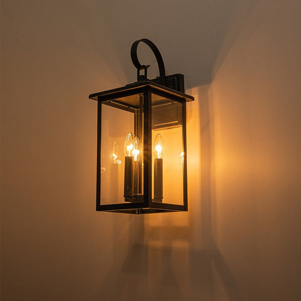 Outdoor Modern Lantern Clear Glass Wall Sconce - Yiilighting