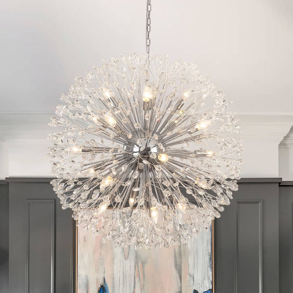 Oversized 20 - Light Blossom Firework Crystal Globe Dandelion Chandelier - Yiilighting