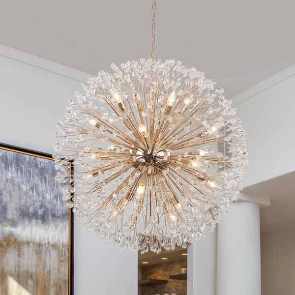 Oversized 20 - Light Blossom Firework Crystal Globe Dandelion Chandelier - Yiilighting