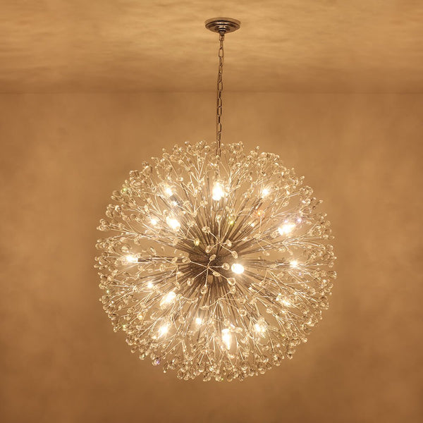 Oversized 20 - Light Blossom Firework Crystal Globe Dandelion Chandelier - Yiilighting