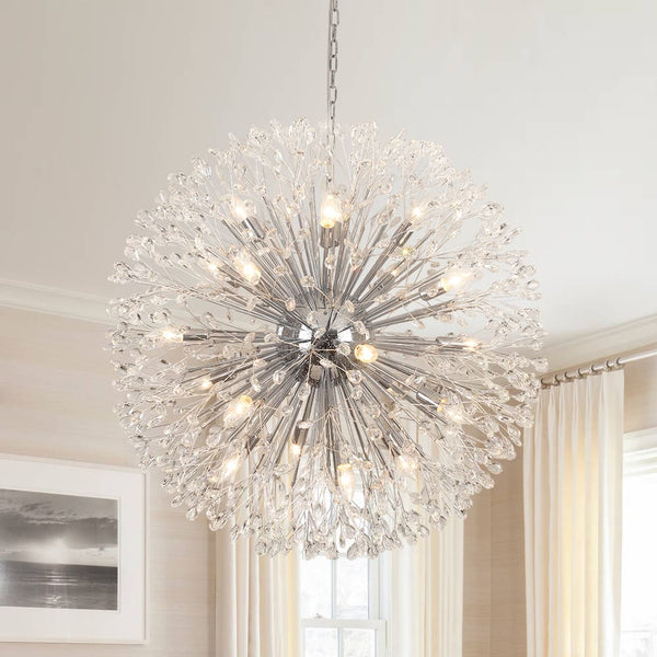 Oversized 20 - Light Blossom Firework Crystal Globe Dandelion Chandelier - Yiilighting
