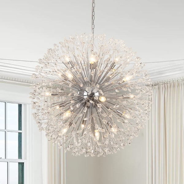 Oversized 20 - Light Blossom Firework Crystal Globe Dandelion Chandelier - Yiilighting
