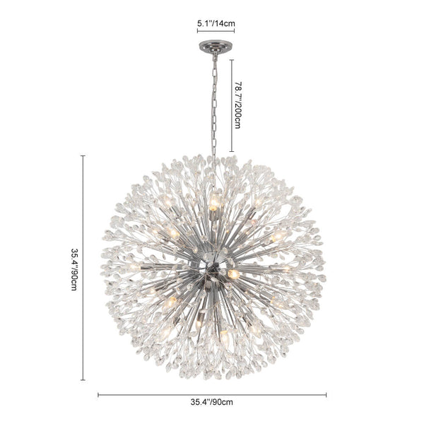 Oversized 20 - Light Blossom Firework Crystal Globe Dandelion Chandelier - Yiilighting