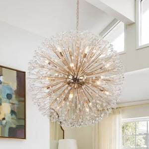 Oversized 20 - Light Blossom Firework Crystal Globe Dandelion Chandelier - Yiilighting