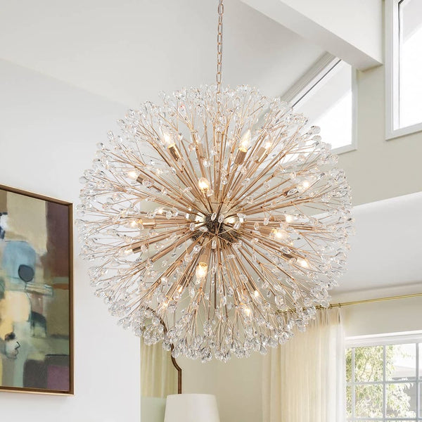 Oversized 20 - Light Blossom Firework Crystal Globe Dandelion Chandelier - Yiilighting
