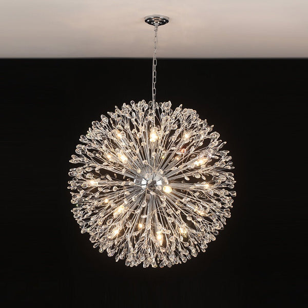 Oversized 20 - Light Blossom Firework Crystal Globe Dandelion Chandelier - Yiilighting