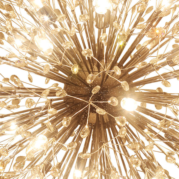 Oversized 20 - Light Blossom Firework Crystal Globe Dandelion Chandelier - Yiilighting