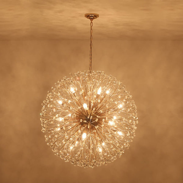 Oversized 20 - Light Blossom Firework Crystal Globe Dandelion Chandelier - Yiilighting