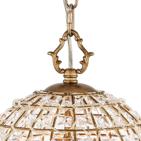 Retro French 1 - Light Bell - Shaped K9 Crystal Metal Pendant Light - Yiilighting