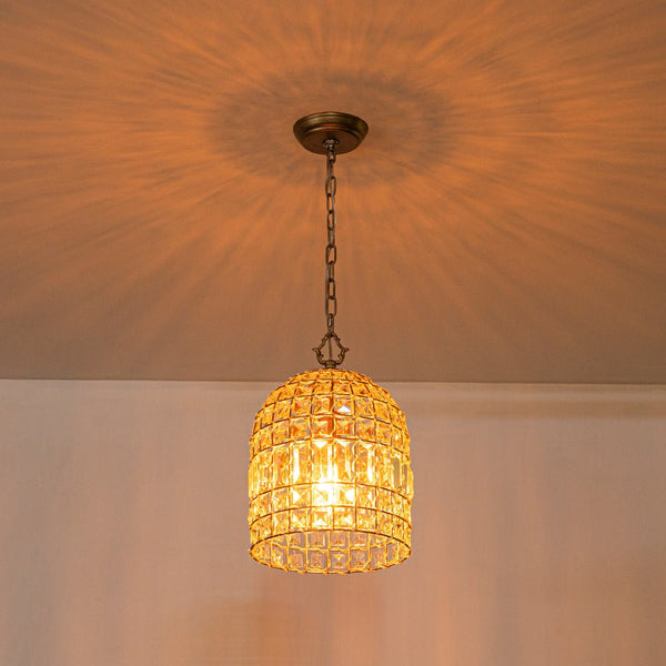 Retro French 1 - Light Bell - Shaped K9 Crystal Metal Pendant Light - Yiilighting
