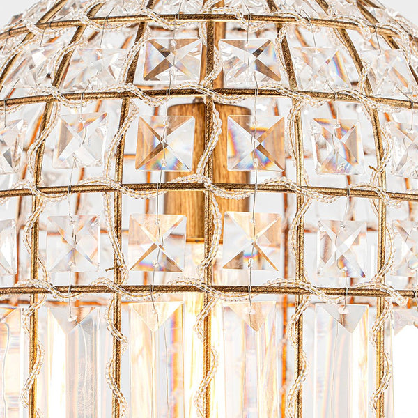 Retro French 1 - Light Bell - Shaped K9 Crystal Metal Pendant Light - Yiilighting