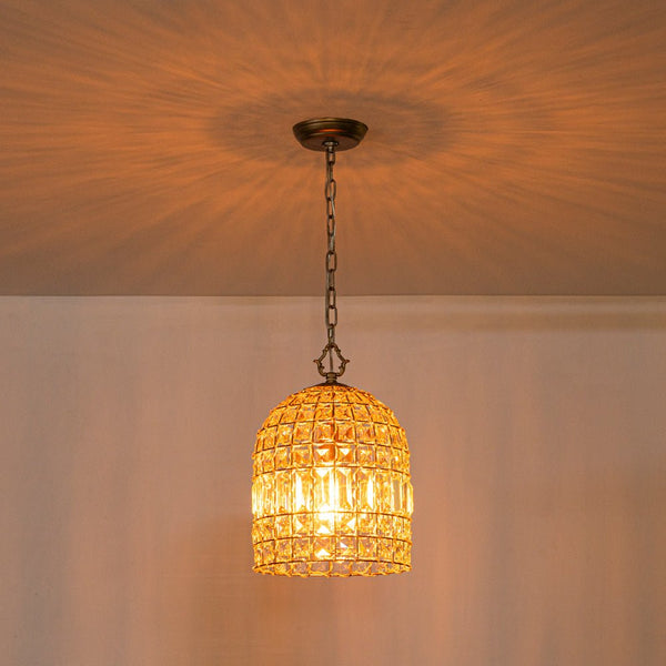 Retro French 1 - Light Bell - Shaped K9 Crystal Metal Pendant Light - Yiilighting