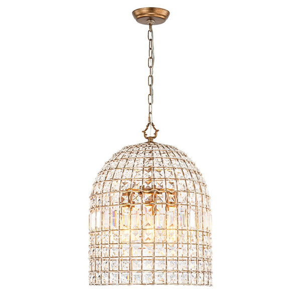 Retro French 1/3-Light K9 Crystal Cage Brass Chandelier - Yiilighting