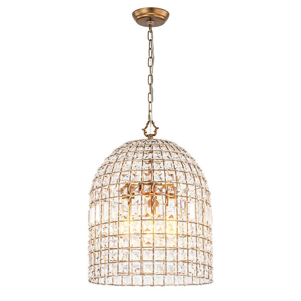 Retro French 1/3-Light K9 Crystal Cage Brass Chandelier - Yiilighting