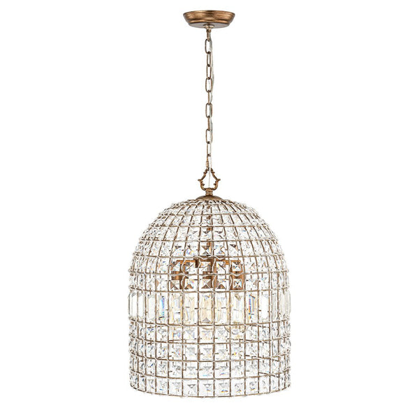 Retro French 1/3-Light K9 Crystal Cage Brass Chandelier - Yiilighting