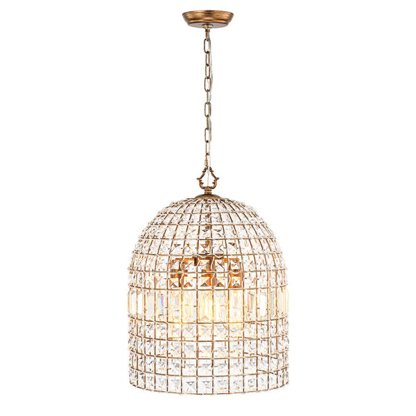 Retro French 1/3-Light K9 Crystal Cage Brass Chandelier - Yiilighting